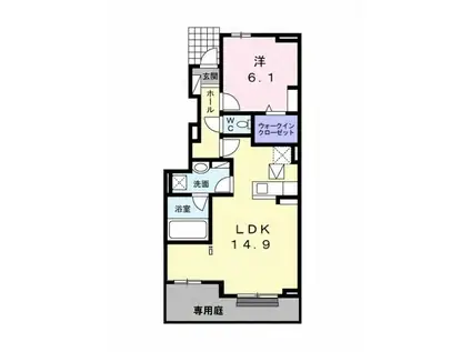 エスポワール ほたる野II(1LDK/1階)の間取り写真