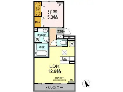 アプリコット(1LDK/2階)の間取り写真