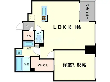 ONE SHINMACHI(1LDK/11階)の間取り写真