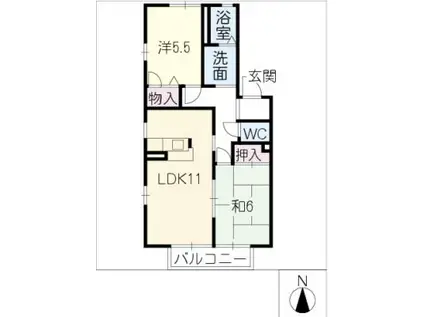 グライゼ(2LDK/1階)の間取り写真