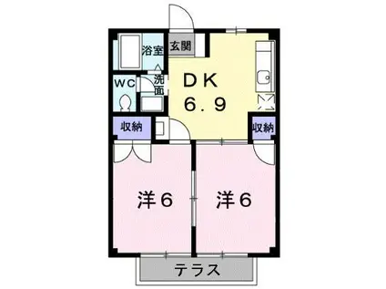 サンライズ大東(2DK/1階)の間取り写真