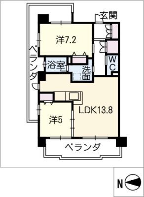 テラッツァ白壁(2LDK/1階)の間取り写真
