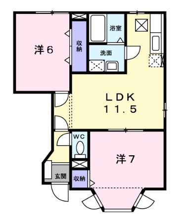 NKヒルズ2(2LDK/1階)の間取り写真