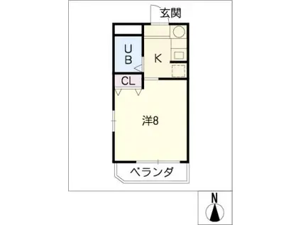 ベルトピア稲沢 2(1K/4階)の間取り写真