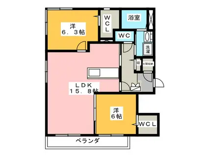 MAISON LA PAISIBLE II(2LDK/2階)の間取り写真