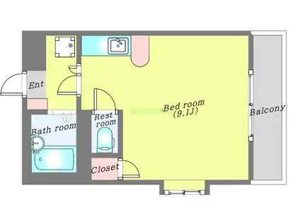 リエス長町南3丁目(ワンルーム/3階)の間取り写真