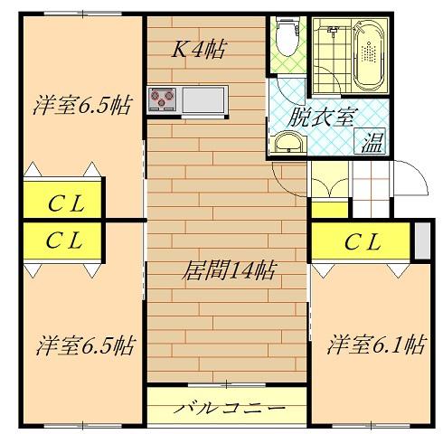 スプランドゥール(3LDK/1階)の間取り写真