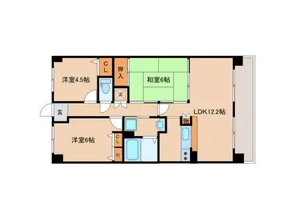 エスポワール奈良八嘉(3LDK/3階)の間取り写真