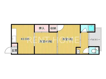 藤田マンション(2K/1階)の間取り写真