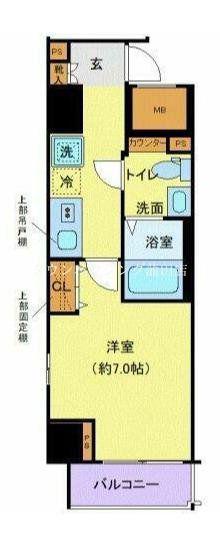 クレヴィスタ蒲田(1K/7階)の間取り写真