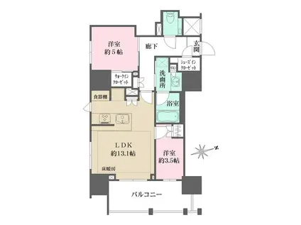 ザ・パークハウス芝御成門(2LDK/12階)の間取り写真