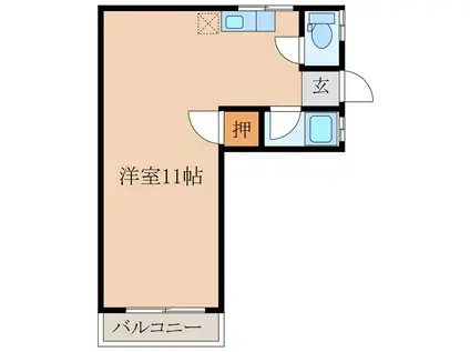 カーサビアンカ(ワンルーム/3階)の間取り写真