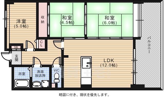 ふぁみーゆ舟入南(3LDK/9階)の間取り写真