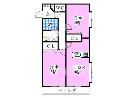 ＪＲ総武線 東船橋駅 徒歩20分 2階建 築26年(2LDK/2階)の間取り写真