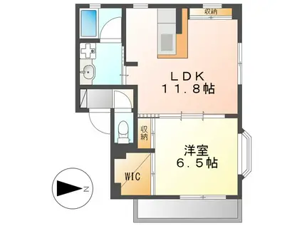 地下鉄名城線 志賀本通駅 徒歩2分 3階建 築20年(1LDK/3階)の間取り写真