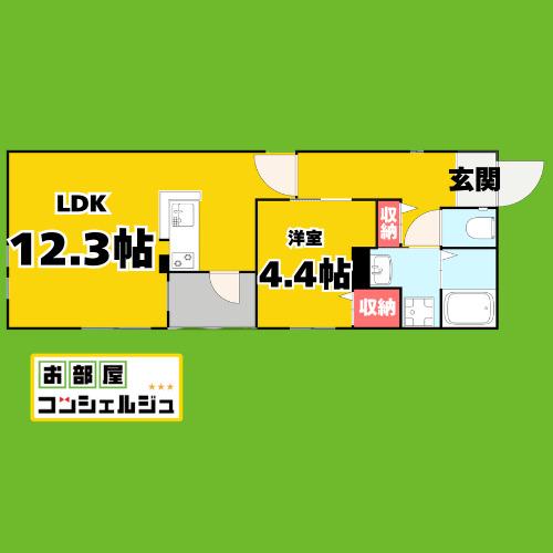 グランレーヴ大曽根(1LDK/2階)の間取り写真