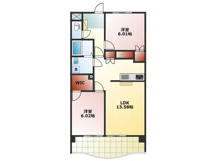 セレーザ鶴田(2LDK/3階)の間取り写真