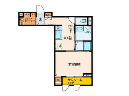 パセオプラシード連坊(1K/1階)の間取り写真