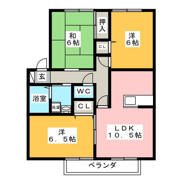 ウィンディアエスポワールA(3LDK/2階)の間取り写真