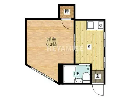 サンライズマリノ(1K/2階)の間取り写真