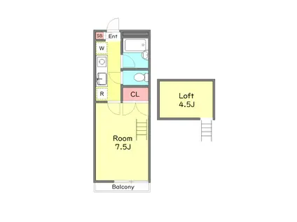アムール和光(1K/2階)の間取り写真