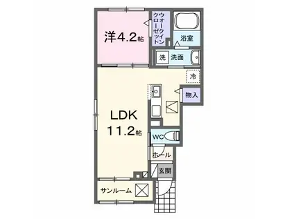 ル・グラン太田 II(1LDK/1階)の間取り写真