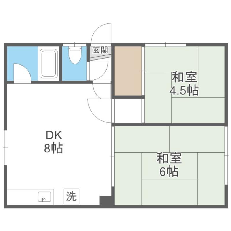 ティアラM44(2DK/2階)の間取り写真