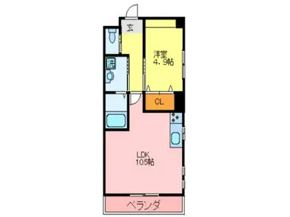 シャトーパルモア阪急六甲(1LDK/2階)の間取り写真