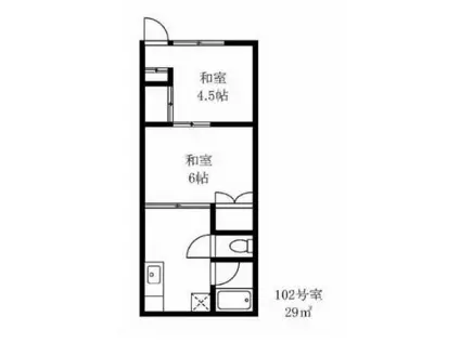 ハイム工藤(2K/1階)の間取り写真