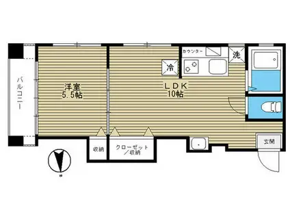 東興ビル(1LDK/3階)の間取り写真