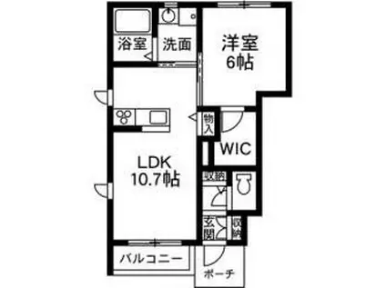 シャーメゾン ハピネスII(1LDK/1階)の間取り写真