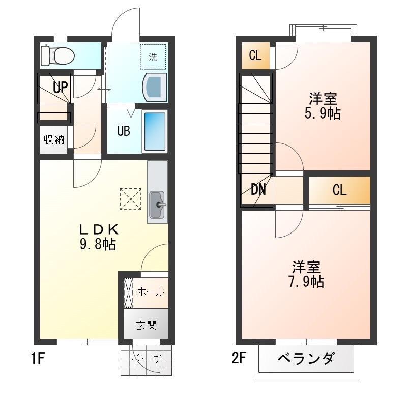 光の森TERRACE A(2LDK/1階)の間取り写真