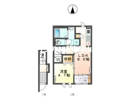 ウィステリア(1LDK/2階)の間取り写真