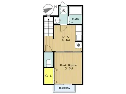 グランシャトル(1DK/2階)の間取り写真