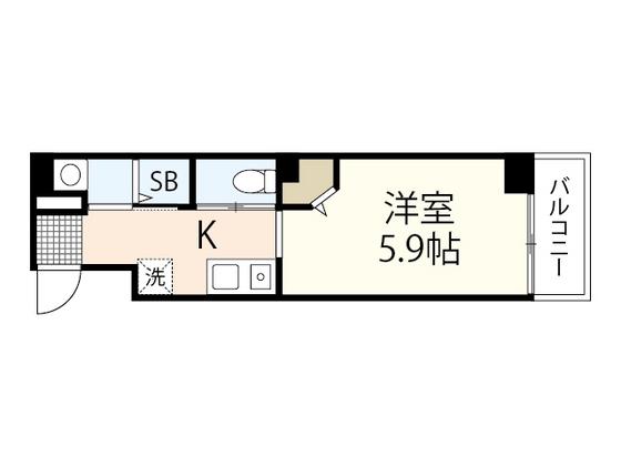 LE DOME府中(1K/5階)の間取り写真