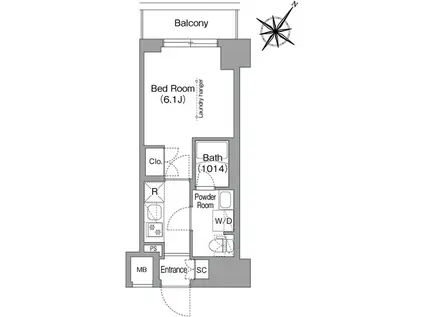 コンフォリア・リヴ横浜阪東橋(1K/8階)の間取り写真