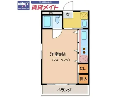 大海マンション(ワンルーム/3階)の間取り写真