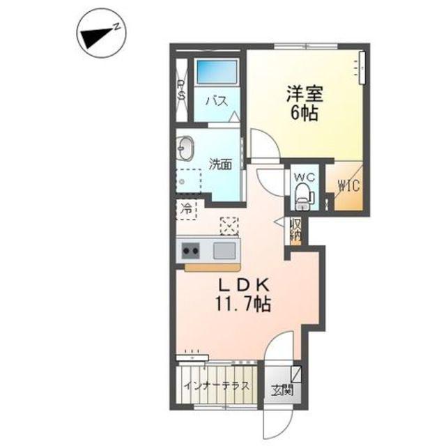 取手市寺田アパート(1LDK/1階)の間取り写真