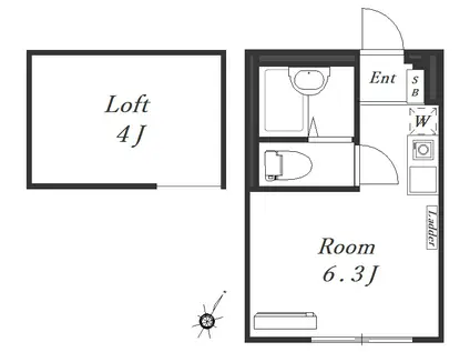 プリマベーラ鶴見(ワンルーム/2階)の間取り写真
