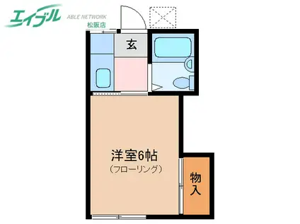 HHさわやかハイツ(1K/2階)の間取り写真