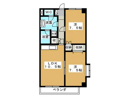 YS COURT 1(2LDK/3階)の間取り写真