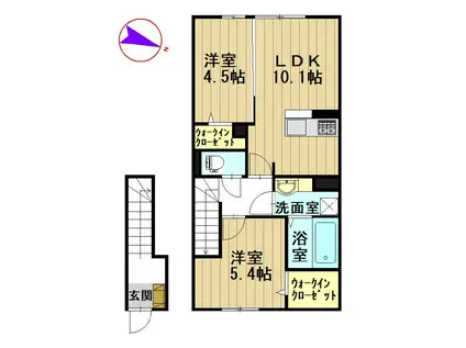 カトレア(2LDK/2階)の間取り写真
