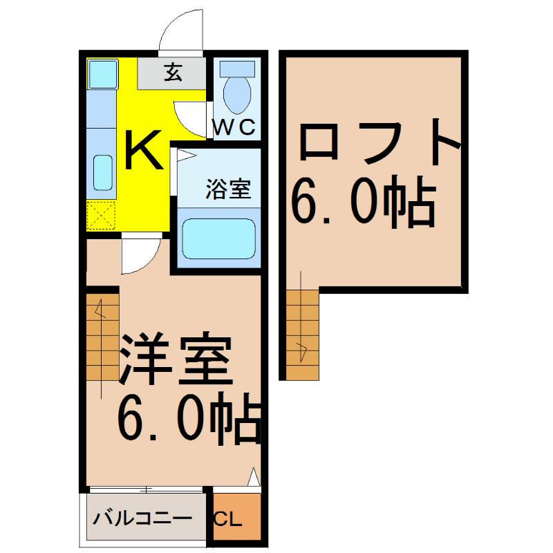 LOFT4千種(1SK/2階)の間取り写真
