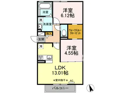 WEAVE LIFE II(2LDK/2階)の間取り写真