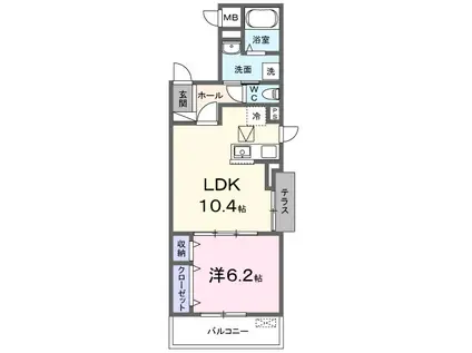 ジーニアス・ラソ(1LDK/1階)の間取り写真
