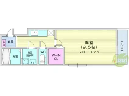 パルファン(1K/1階)の間取り写真