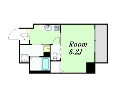 エスカーサ心斎橋イースト(1K/2階)の間取り写真