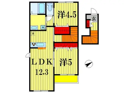 メゾンド オリーブ(2LDK/2階)の間取り写真