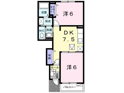エルミタージュ(2DK/1階)の間取り写真