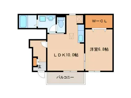 DKII(1LDK/1階)の間取り写真